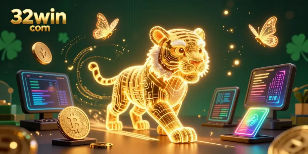 Experience thrilling gameplay at 32win com with vibrant visuals of digital casino elements.
